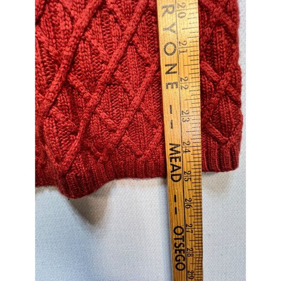 J. Crew Women's Wool Pullover Sweater Cable Knit Stretch Size M Rust Long Sleeve - Picture 6 of 9